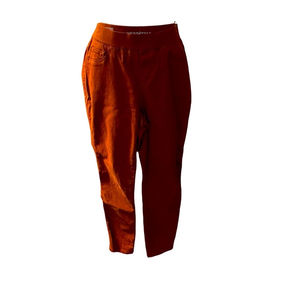 Sound Style Lucy Pull On legging pant petite small platinum stretch orange rust - Picture 2 of 16